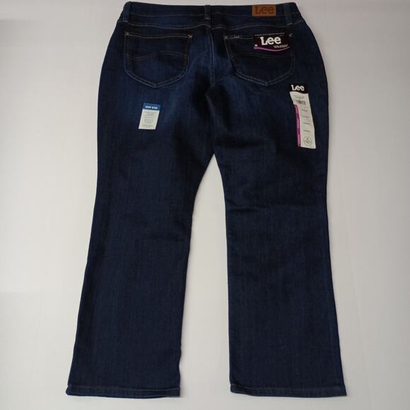 Lee Regular Fit Straight Leg Jeans Women's 16 Petite Blue Mid Rise Dark Wash - Picture 7 of 8